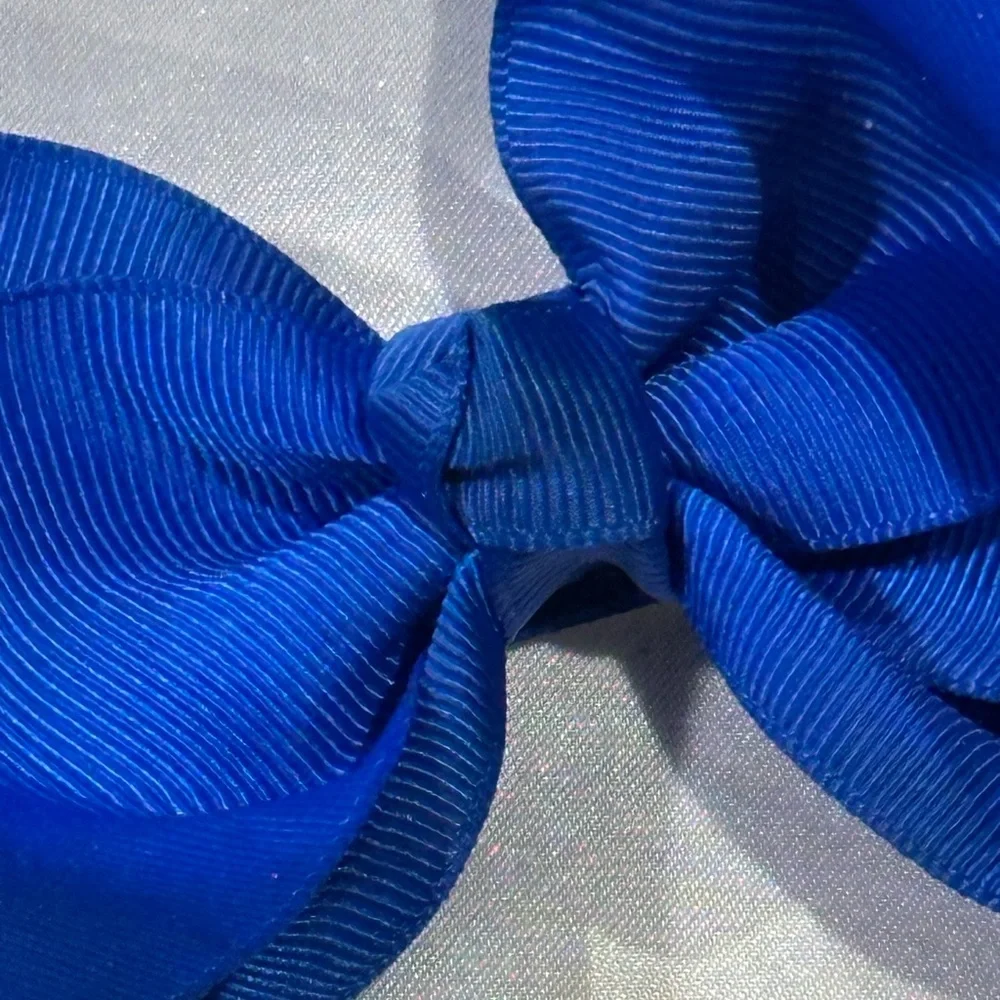 TWO Royal Blue Grosgrain Hair Bows for Kids -bundle w/ others & save on shipping